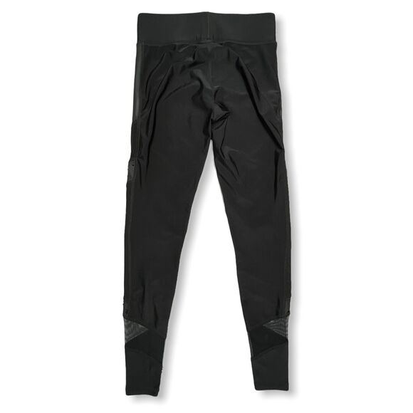 Terez SIZE Small Star Laser Cut Vegan Leather Panel Leggings Black Mesh 2241 - Picture 2 of 12